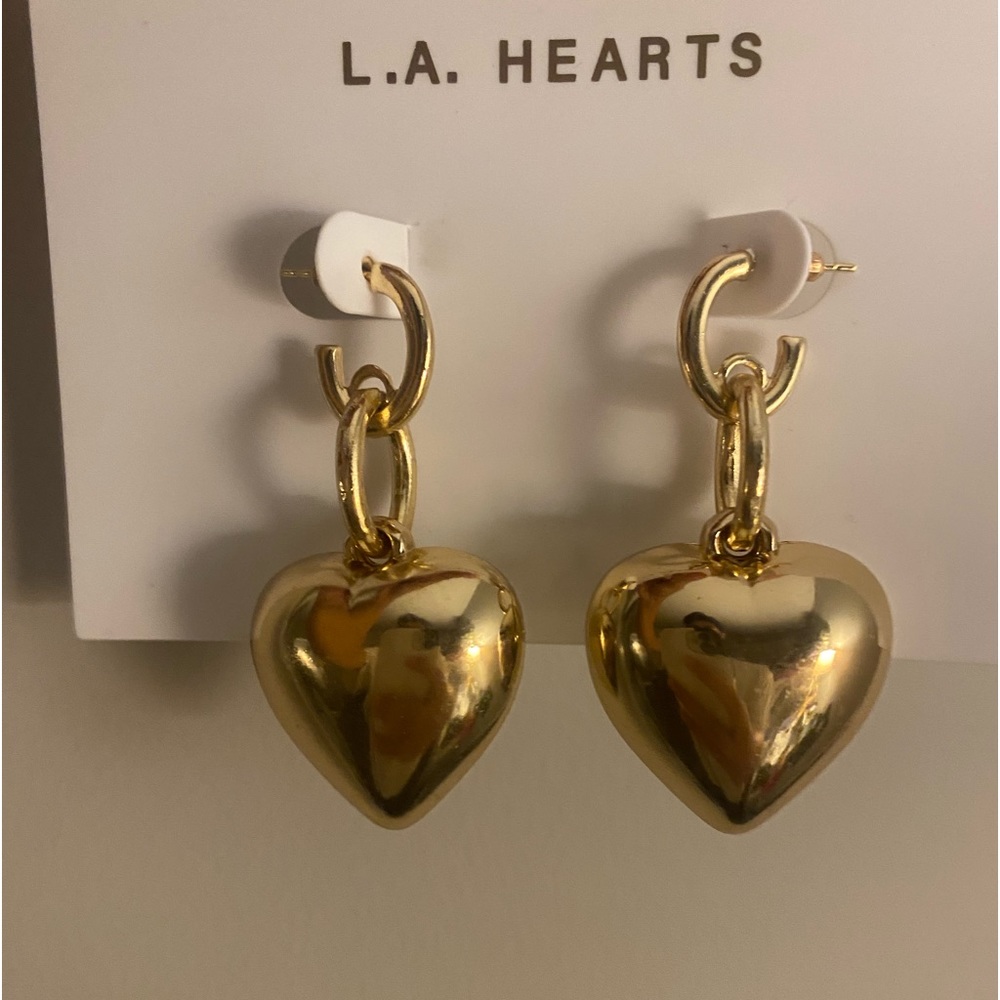 Gold LA hearts pacsun heart earrings